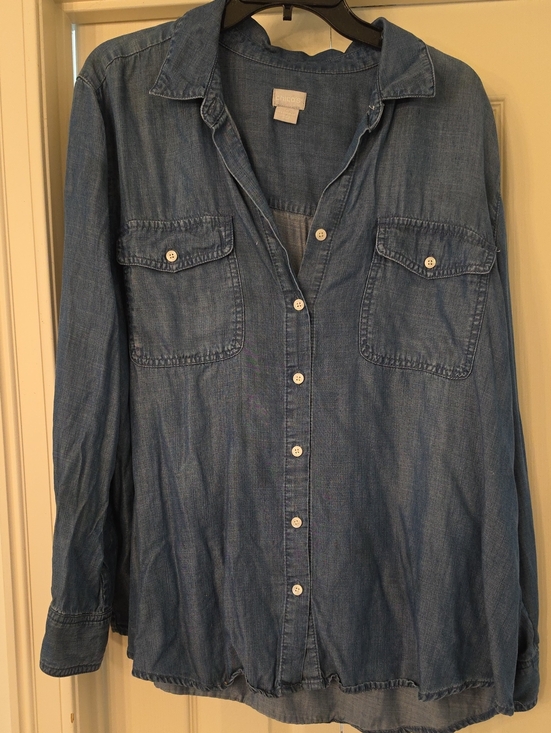 Chico's Tops - Chico's Chambray Button-Up Shirt in Medium Blue